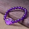 Strand Wholesale Purple Crystal Bracelets 8mm Round Beads With Nine Tails Lucky For Women Help Wealthy Fashion Jewelry