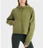 Felpe con cappuccio da donna Giacca con cerniera Abiti da yoga Pantaloni larghi e caldi per fitness Cappotto sportivo con cappuccio Abbigliamento da palestra