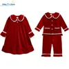 Pyjamas Hiver Essentiel Ensembles De Noël Vêtements De Nuit Enfants Filles Rouge Velours Dentelle À Manches Longues Pantalons Enfants Vêtements Bébé Garçons Costume 220922