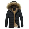 Mens Down Parkas Winter Warm Thick Fleece Waterproof Hooded Fur Collar Parka Jacket Coat Autumn Fashion Casual 220923