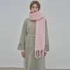 Bufandas de marca de lujo de Cachemira para mujer, bufanda de invierno gruesa y cálida, chales sólidos para mujer, pashmina larga con borlas, foulard femenino, manta gruesa 220922