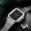Link armbandbands AP gemodificeerd pantser ge￯ntegreerde kase horlogeband vlinder clasp stalen band fit iWatch Series 8 7 6 SE 5 4 voor Apple Watch 44 45 mm polsbandje