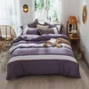 Bedding Sets European Style Luxury Cotton Set Quilt Duvet Cover Bed Sheet/Linen Pillowcases Lace Line Blue White