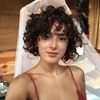 Curly Wigs Short Pixie Cut Human Hair For Women Natural Black Remy Hair 150% Density Glueless none lace Wig Machine Made