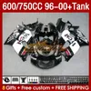 TARINGS TANK для Suzuki Srad GSXR 600 750 CC 600CC 750CC 96-00 Body 156NO.12 GSXR750 GSXR-600 GSXR600 96 97 98 99 00 GSX-R750 1996 1997 1998 1999 2000 FACLING BLACK WEST WEST WAST.