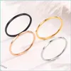 Cluster Rings 1Mm Gold Sier Black Stainless Steel Band Ring For Women Men Simple Fine Engagement Couple Rings Fashion Jewelr Yydhhome Dhkhq