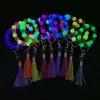 Silicone Beads Keychain Glow Keyring Keychain Letter Gift Glowing Accessories Keyring Neon Fluorescent Bracelet