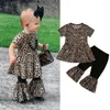 Ensembles de vêtements tout-petits nés bébé fille vêtements en coton robe léopard pantalon à jambe large tenue ensemble printemps automne