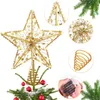 Juldekorationer 1 PC Tree Topper drivs Xmas Star LED Treetop Ornament Light