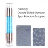 Nail Art Kits 3 cm / 2 cm Silikonkopf Transparenter Doppelstempel für französische Nägel Stempelwerkzeug