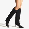 Designer Boots Women Shoes Luxury Mavis 85 Black Suede Pointed Toe Knee Boot Pointed Toes EU35-43 With Box Wedding Party Dresses