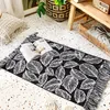 Tapis Maison Boho Décor Géométrique Patern Gland Noir Blanc À La Main Coton Lin Macramé Tapis Tissé Paillasson Sol Tapis De Bain Tapis 60x90