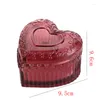 Storage Bottles Retro Carved Glass Jar Three-dimensional Heart Jewelry Box With Lid Small Objects Sundries Container Gift