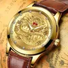 Wristwatches WOKAI High Quality Men's Leisure Belt Quartz Watch Luminous Waterproof Commercial Clock Golden Dragon Chinese Style