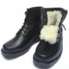 Botas moda masculina neve de inverno sapatos militares naturais lã de combate quente estilo vintage motocicleta à prova d'água casual