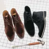 Elegantes botines Botas Men zapatos Classic Color Solid Clary Cordurowe Desert Lace Up Fashion Business Casual Street Daily AD206