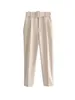 Spodnie damskie capris traf elegancka moda moda z paskiem vintage vintage muche kieszenie biurowe noszenie kostki spodnie mąow 220922
