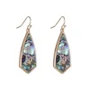 Dangle Earrings Leopard Print Leather Abalone Shell Fastened Kite Arrow Drop For Women Fashion Brand Jewelry