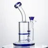 7 Inch Hookahs Mini Small 5mm Thick Oil Dab Rigs Honeycomb Perc Pink Blue Clear Glass Bongs 14mm Joint Water Pipes With Heady Bowl5235306