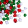 لافتات اللافتات Confetti Christmas Pom Poms Decor Decor for Arts Crafts Diy Green White and Red 25 Mm Drop Dropens 2022 Mxhome Amu90