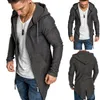 Vestes pour hommes Meihuida automne hiver hommes Csaual à manches longues en coton doux chaud mince solide fermeture éclair Cardigan manteaux sweat à capuche de sport