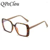 Occhiali da sole montature 2022 moda grande piazza ottica anti-occhiali blu donne vintage leopardo montatura occhiali da vista femminili Oculos occhiali