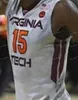 SJ NCAA College Virginia Tech Hokies كرة السلة Jersey 23 Tyrece Radford 24 Kerry Blackshear Jr 42 Ty Outlaw 30 Dell Curry Custiced