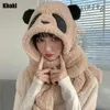 Beretten Fashion Winter Panda Faux Fur Beanies Caps Hat Scarf Handschoenen Zet pluche vrouwen