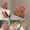 False Nails Press On Long Coffin Set French Ballerina Short Design Fake with Glue Full Cover Nail Tip Art 220922