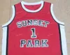 Sj Mens Sunset Park Maglie da basket # 1 Fredro Starr Shorty Red High School Movie Stitched Jersey Sunset Park Shawty Camicie S-XXL