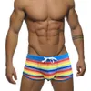 Men's Swimwear Summer Side Split Mens Swimwear Sexy U Pouch Rainbow Beach Swimwear Nylon Quick Dry Board Shorts Male Sport Bathing Suit J220913