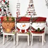 Funda navideña para silla de Papá Noel, fundas traseras de sillas de muñeco de nieve, sombrero rojo, decoración del hogar, decoración navideña