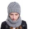 Fashion Fall Winter Woman Beanie i szalik Zestaw 2pc Soft Knitte Failies Neckerchief dla kobiet hurtowych