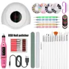 Nail Art Kits 54W Enhancement Lamp Dual Light Source UV Quick Drying USB Potherapy Machine Grinder Accessories Tool