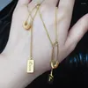 Choker Women Safety Pin Necklace Pendant Hypoallergenic Steel Love Square Tassel 2022 Fashion Trendy Jewelry