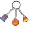 Hot Sell Keychians Halloween Saco de Decoração de Saco de Pingente PVC Cartoon Soft Rubber Diy Key Ring Party Gift