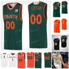 SJ NCAA College Miami Hurricanes Basketball Jersey 0 Chris Lykes 1 Dejan Vasiljevic 2 Isaiah Wong 3 Nysier Brooks Custom Stitcheded