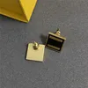 Square Enamel Charm Earrings Designer Double Letters Eardrops Letters Ear Studs Ladies Gold Dangler With Box