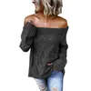 Pulls pour femmes 2020 élégant tricoté Slash Neck solide pull sexy femmes pull automne hiver pull à manches longues femme chandails pull femmes J220915