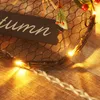 Fleurs décoratives Automne Tournesol Citrouille Avec Lumière LED Panneau En Bois Simulation Guirlande Pendentif Récolte Jour Halloween Maison Porte Suspendue