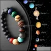 Charm Bracelets Designer Jewelry Women Men Bead Bracelet Universe Galaxy Eight Planets Elastic Chakra Natural Stone Yoga Solar Drop D Dhbfk