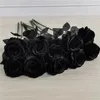 Dekorativa blommor 10st dekroativ faux ros Everlasting High Simulation Relastic Black Flower Ornament Säker och lätt hållbar för