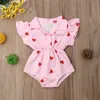 Strampler Großhandel Sommer Schöne Baby Mädchen Strampler Leopard Herz Druck Kurzarm Overall Baumwolle Outfit Sunsuit Kleidung J220922