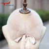 Scarves Fox Fur Collar Ladies Winter New Ribbon Scarf Coat Fashion Warmth Real Multiple Colors Women Y2209