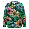 Men's Jackets Palm Leaves Baseball Jacket Tropical Florals Print Trendy Long Sleeves Varsity Man Autumn Coats