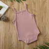 Rompers 2020 Newborn Baby Girls Boys Sling Rompers Summer Clothes Cotton Sleeveless Button Jumpsuit Infants Beach Holiday Sunsuit J220922