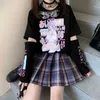 Japon Sokak Giyim E Kız Anime Tshirt Giysileri Kol Kapağı Grafik Üst Harajuku Kawaii Kadınlar İçin Yaz Topları 2022 T Sabah