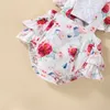 Rompers Lovely Newborn Baby Girls Romper Floral Print Lace Stitching Fly Sleeve Ruffles Playsuit Jumpsuits 012M Summer Outfits J220922