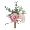 Dekorativa blommor 1 bukett vackra knapphål blommor prydnadsportbar boutonniere corsage anti fade brud