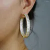 Boucles d'oreilles créoles pour femmes, bijoux à la mode d'été 5A, zircone cubique, Baguette glacée scintillante, Cz 50mm, grand Huggie, 2022